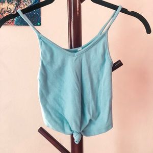 Blue Cropped Tie Tank